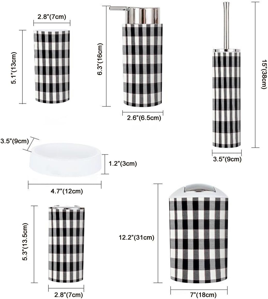 Boho Tartan Bathroom Accessory Set 6 Piece