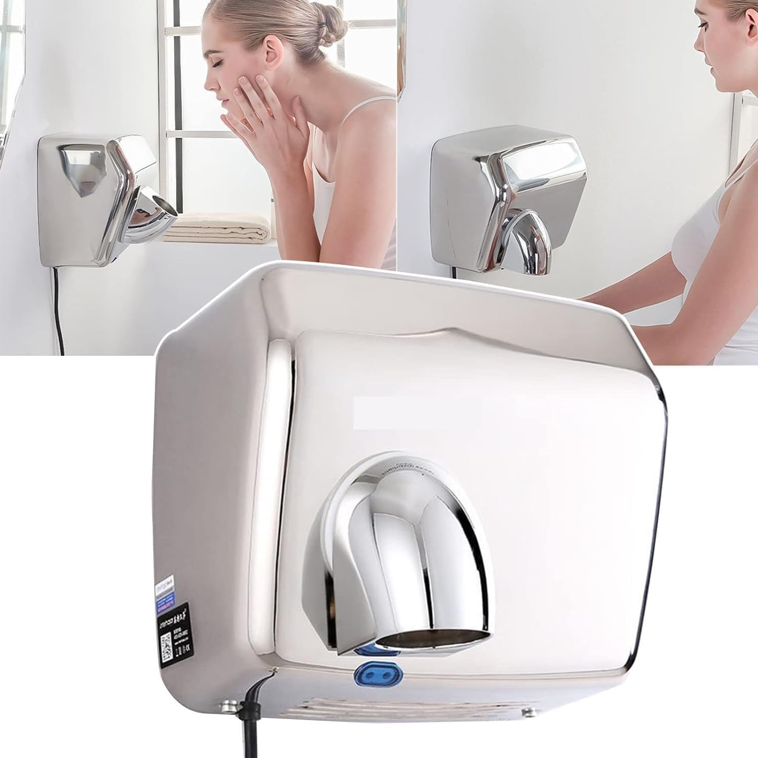 QIANMEI 2300W Commercial Hand Dryer with Sensor and Stainless Steel Housing