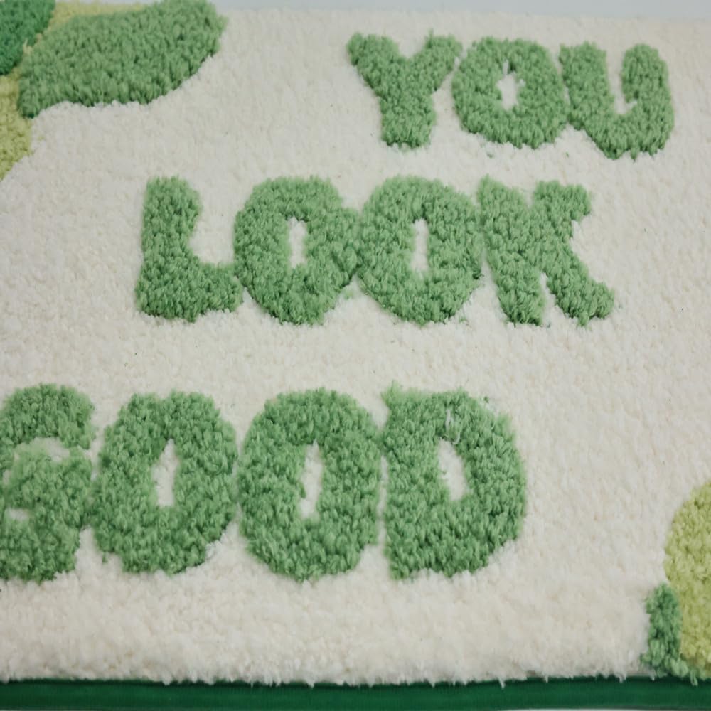 Cute You Look Good Rug - Green White Bath Mat 20x315 Inch