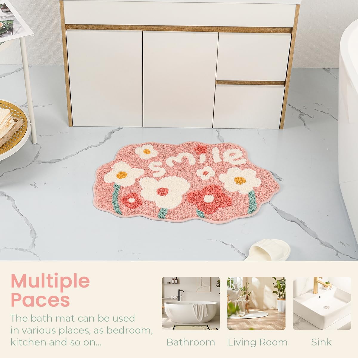 Loismood Flowers Absorbent Bath Rug