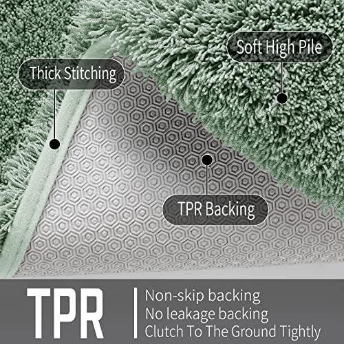 Yimobra Luxury Fluffy Bath Rug 36x24 Pure Light Green