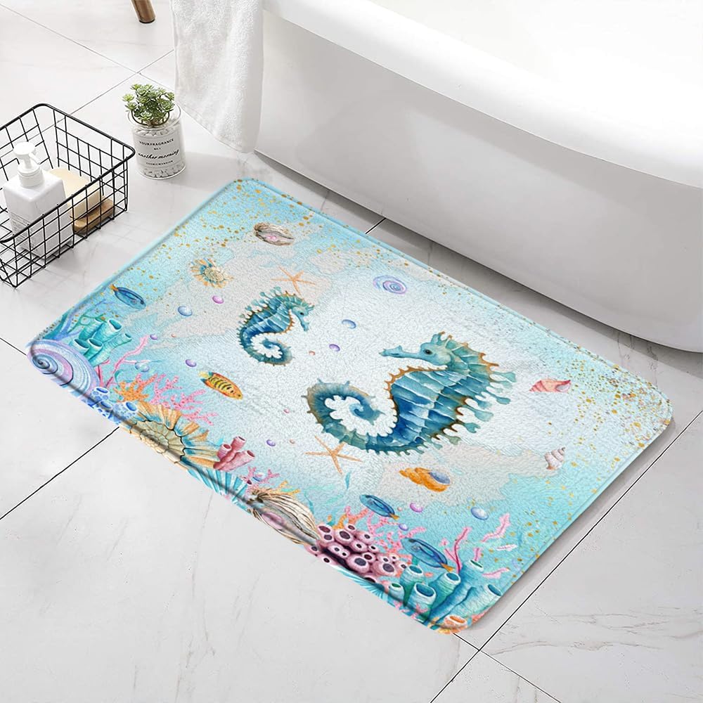 SATRTUD Nautical Bath Rug with Sea Animals