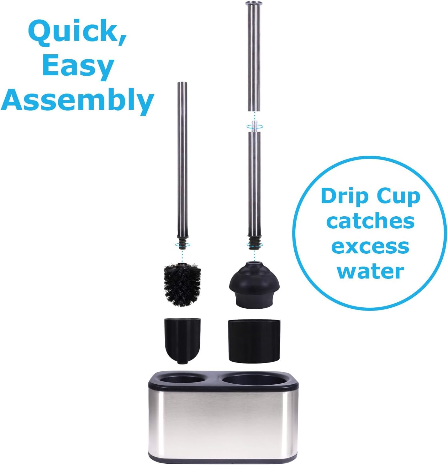Blue Donuts Toilet Brush and Plunger Set with Holder