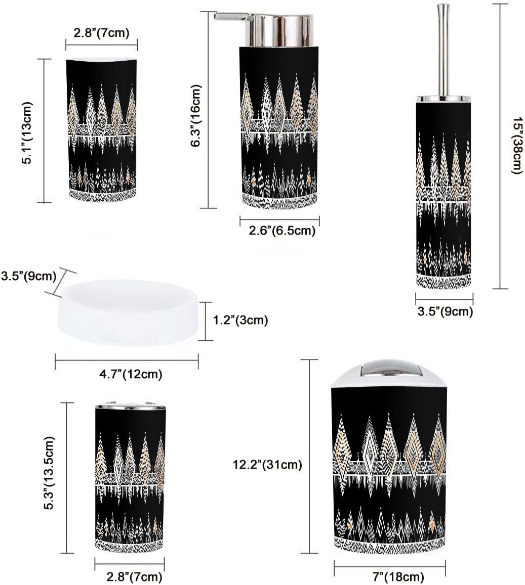 Boho Bathroom Accessory Set 6 Piece Modern Design