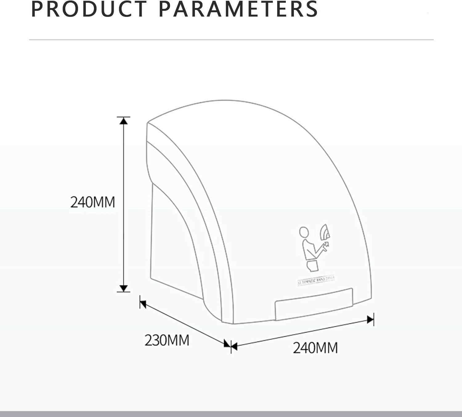 Commercial Touchless Hand Dryer 1800W High Speed Wall Mounted
