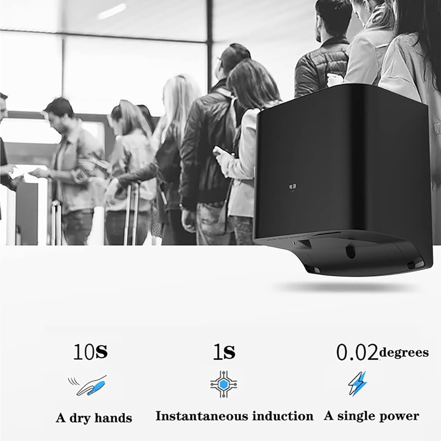 TsoLay 1250W Bathroom Hand Dryer with 80ms Wind Speed and Auto Sensor