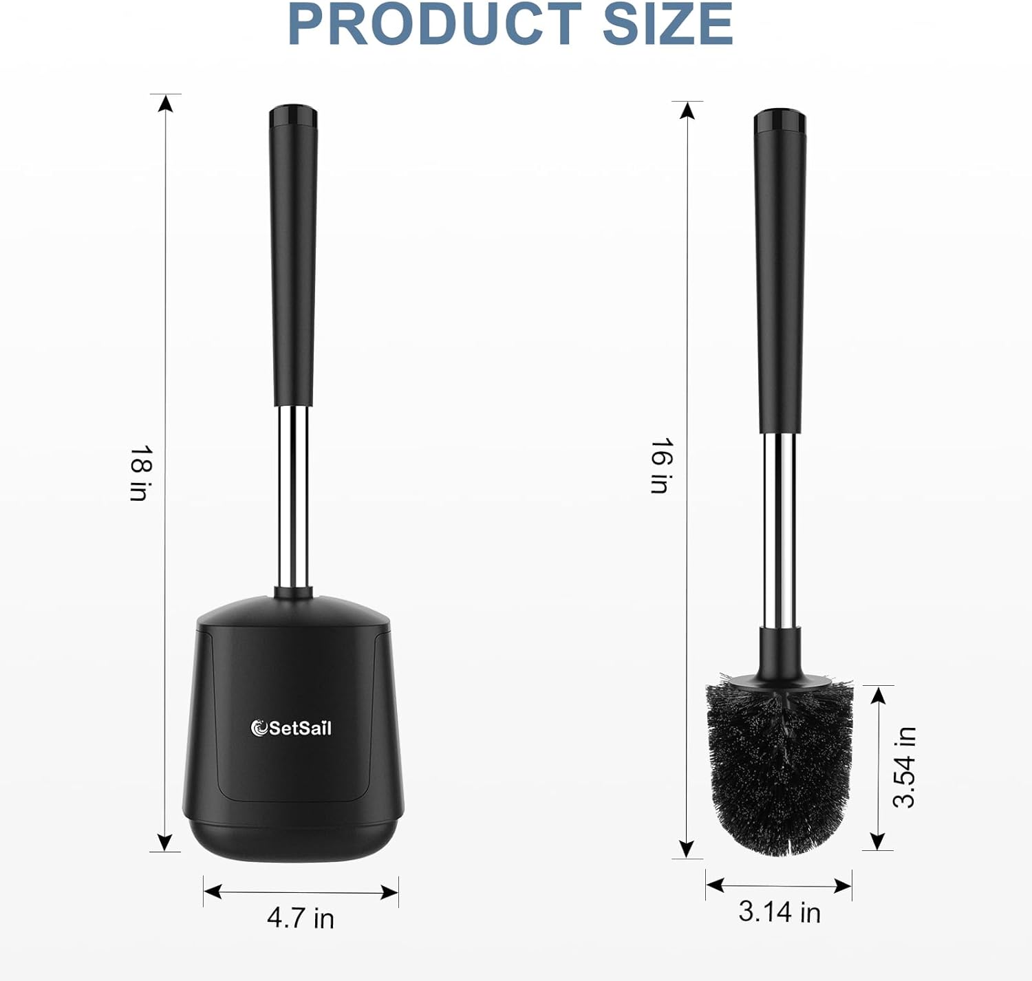 SetSail Toilet Brush and Plunger Set with Automatic Lid