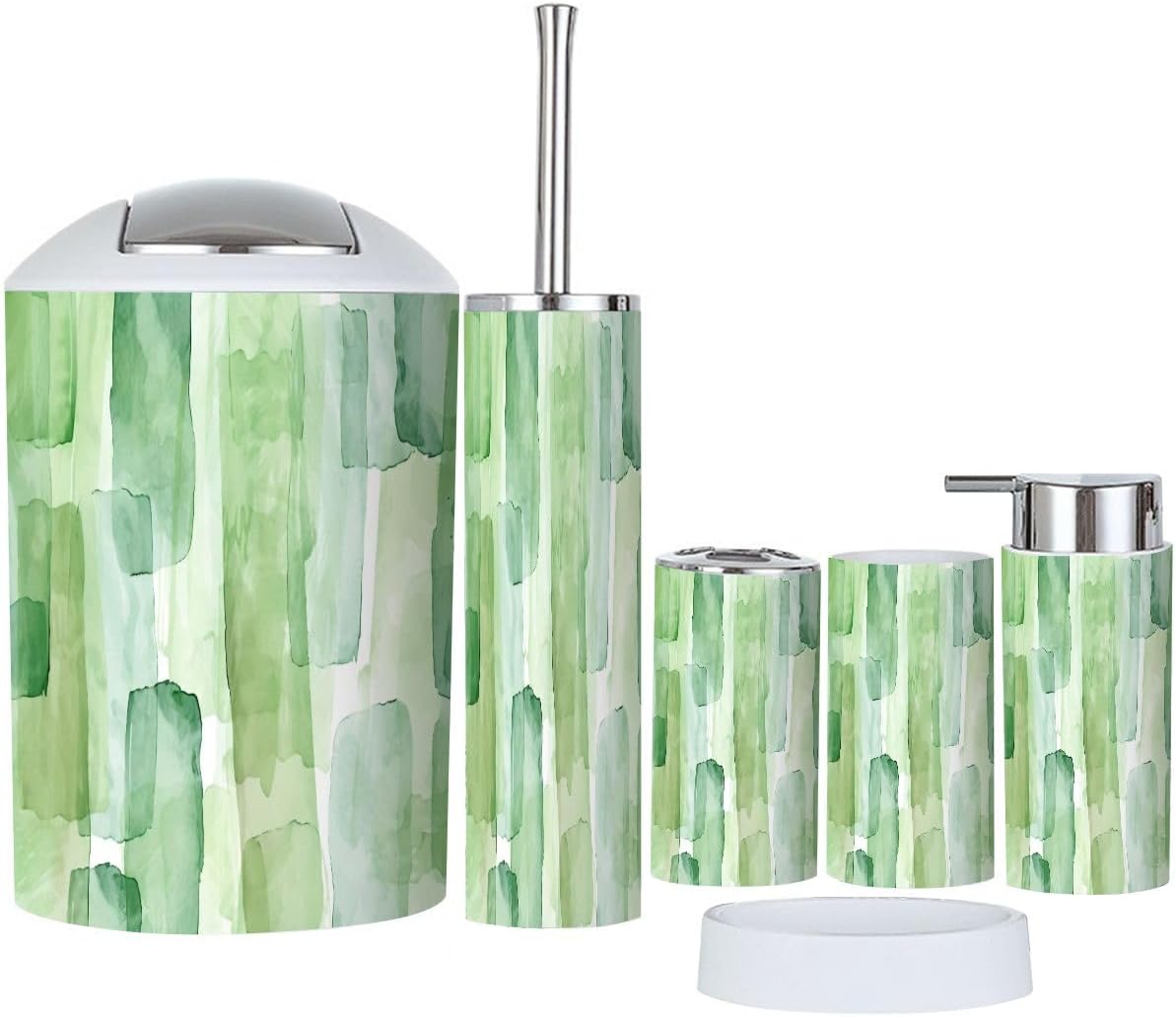 Boho Bamboo Bathroom Accessory Set 6 Piece