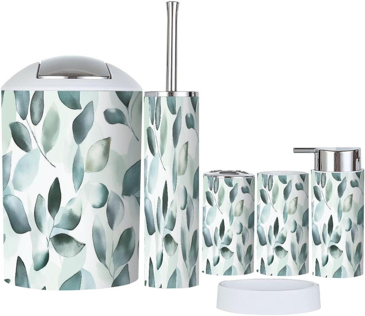 Boho Bathroom Accessory Set 6 Piece Mint Green 1