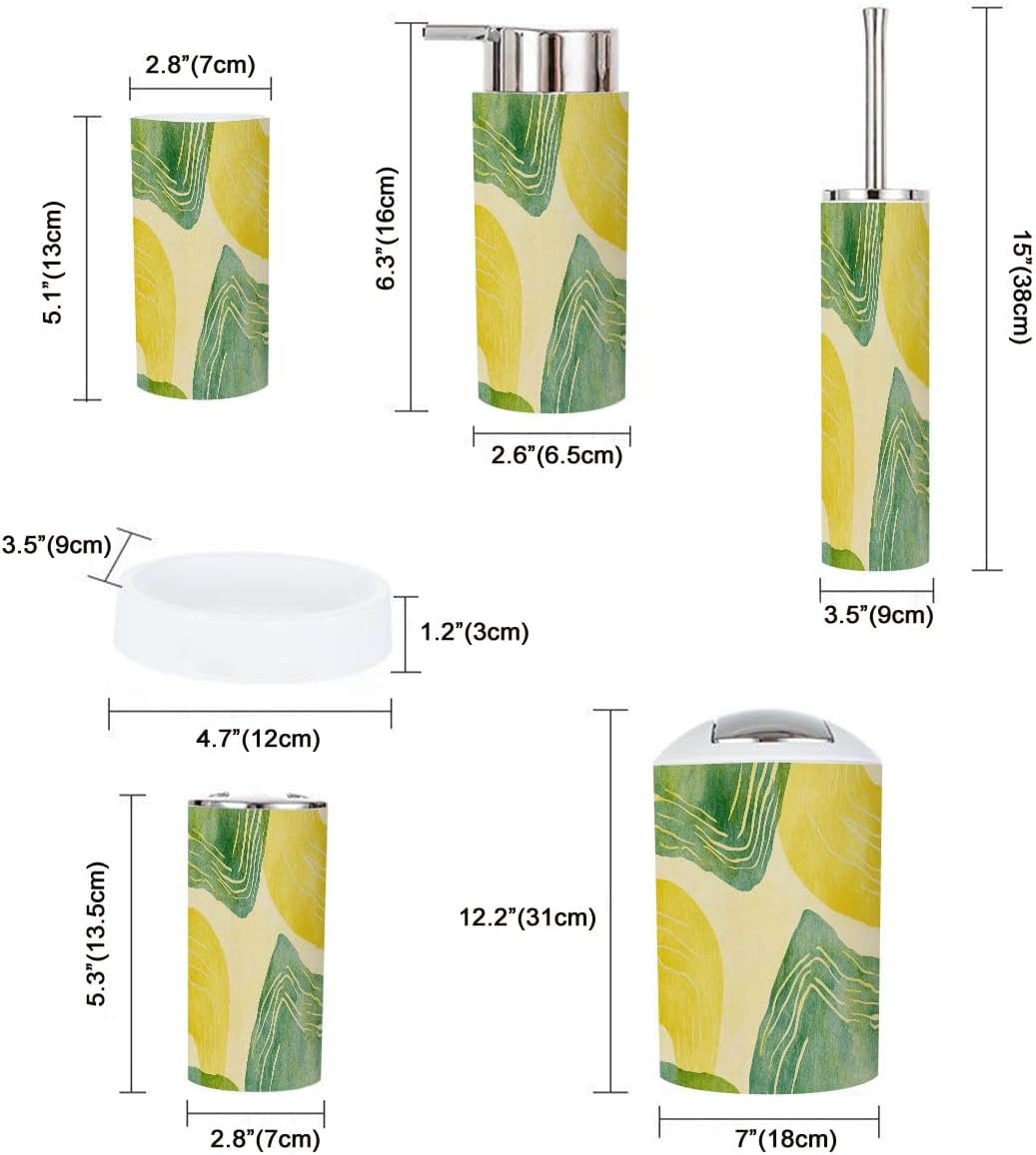 Boho Bathroom Accessory Set 6 Piece Modern Art Plastic