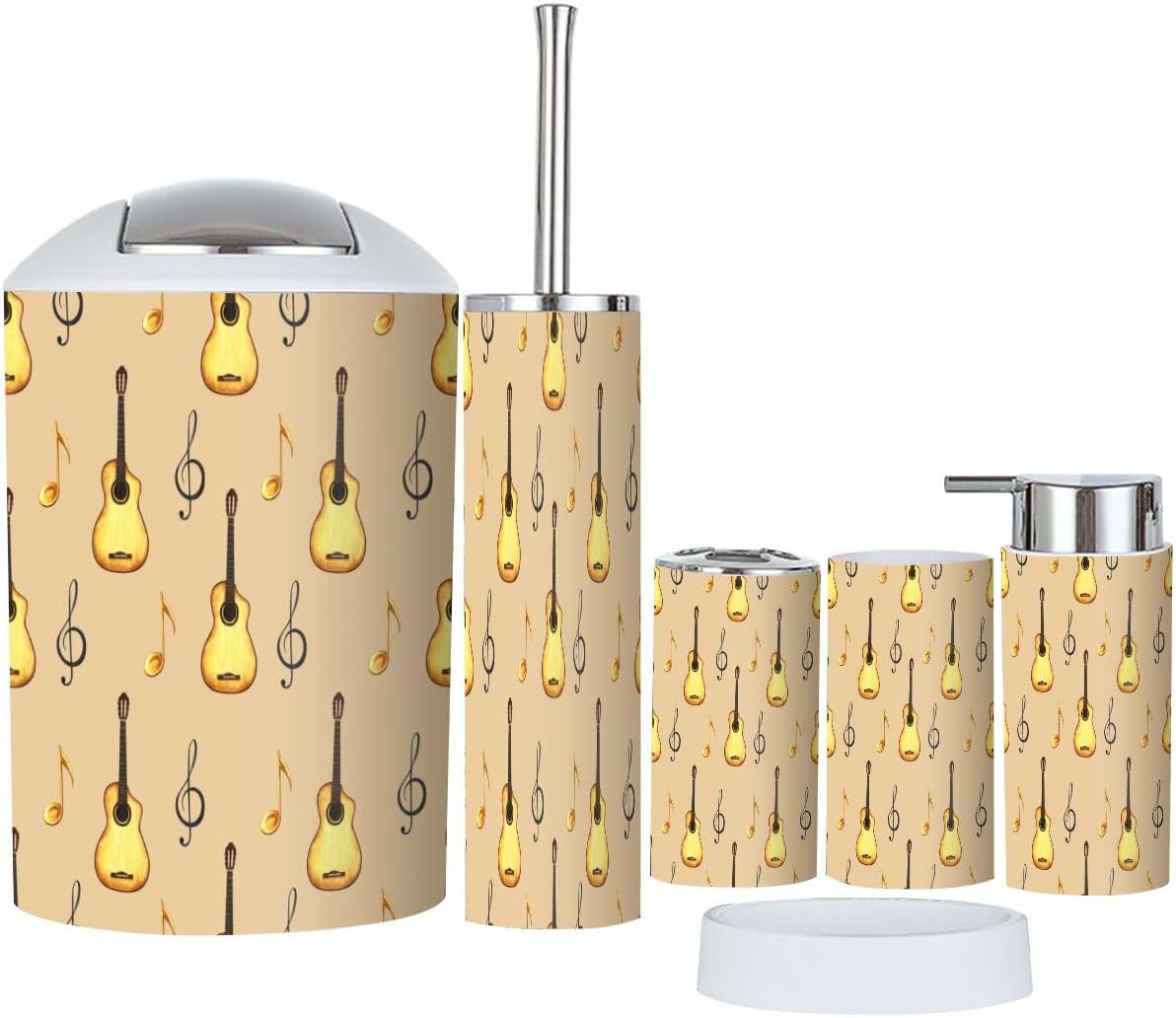 TRANQDEHOM 6-Piece Boho Musical Bathroom Accessory Set
