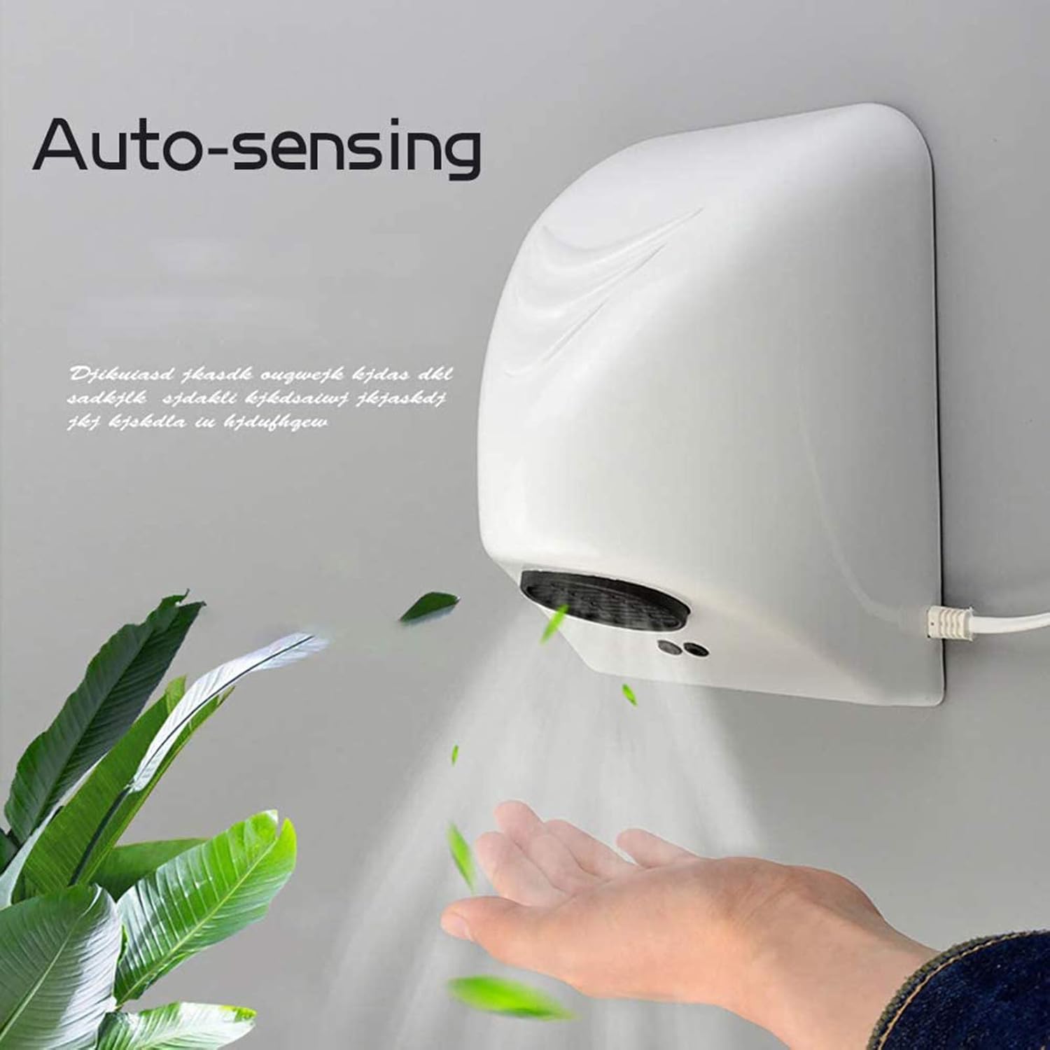 Commercial Touchless Hand Dryer 1250W White ABS Eco-Friendly