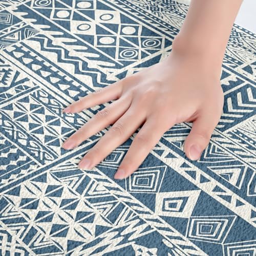 Feelyou Boho Bath Rugs - 16x24 Blue Aztec Design