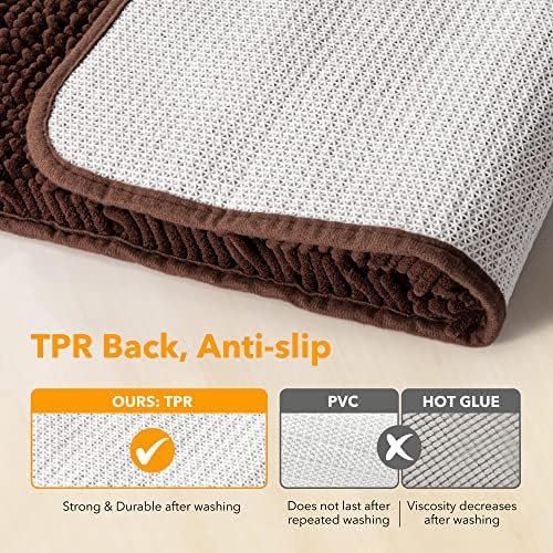 Yeaban 12x18 Bath Rug - Thick Plush Chenille Non-Slip Mat
