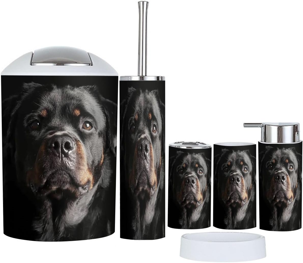 Boho Rottweiler Bathroom Accessory Set 6 Piece
