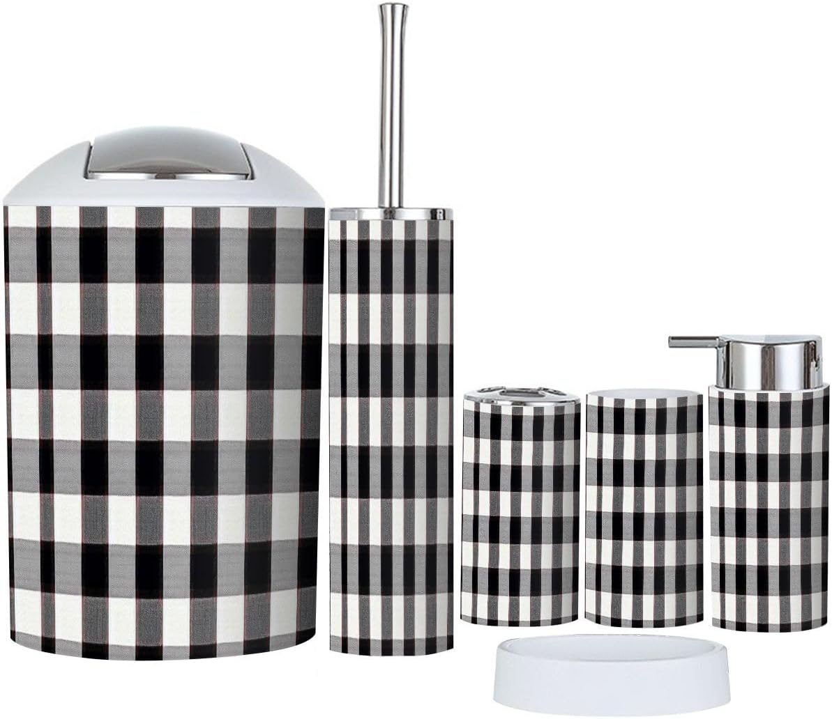 Boho Tartan Bathroom Accessory Set 6 Piece