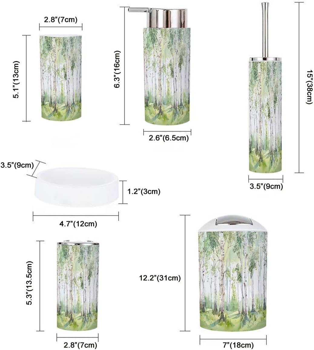 Boho Bathroom 6-Piece Trash Can Set for Kids and Home