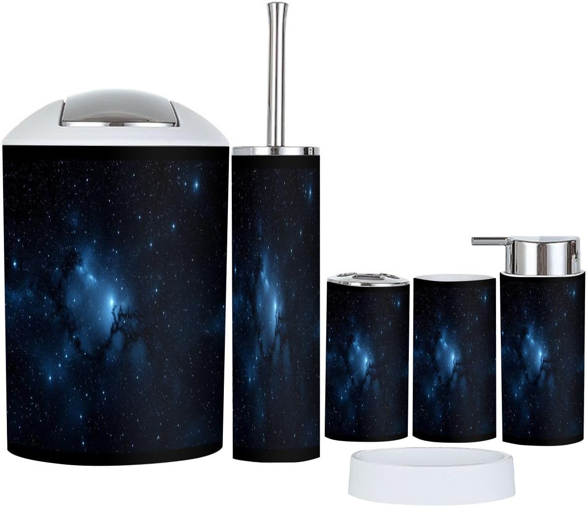 Boho Abstract Space Nebula Bathroom Accessory Set of 6