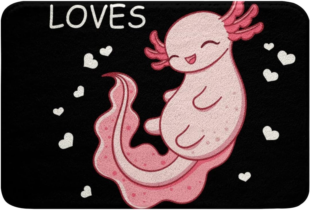 Axolotl Bath Rug Cute Kawaii Floor Mat for Bedroom Bathroom