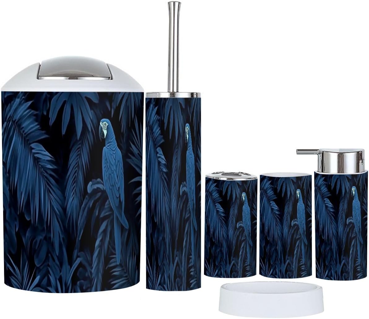 Boho Dark Blue Bathroom Accessory Set 6 Piece