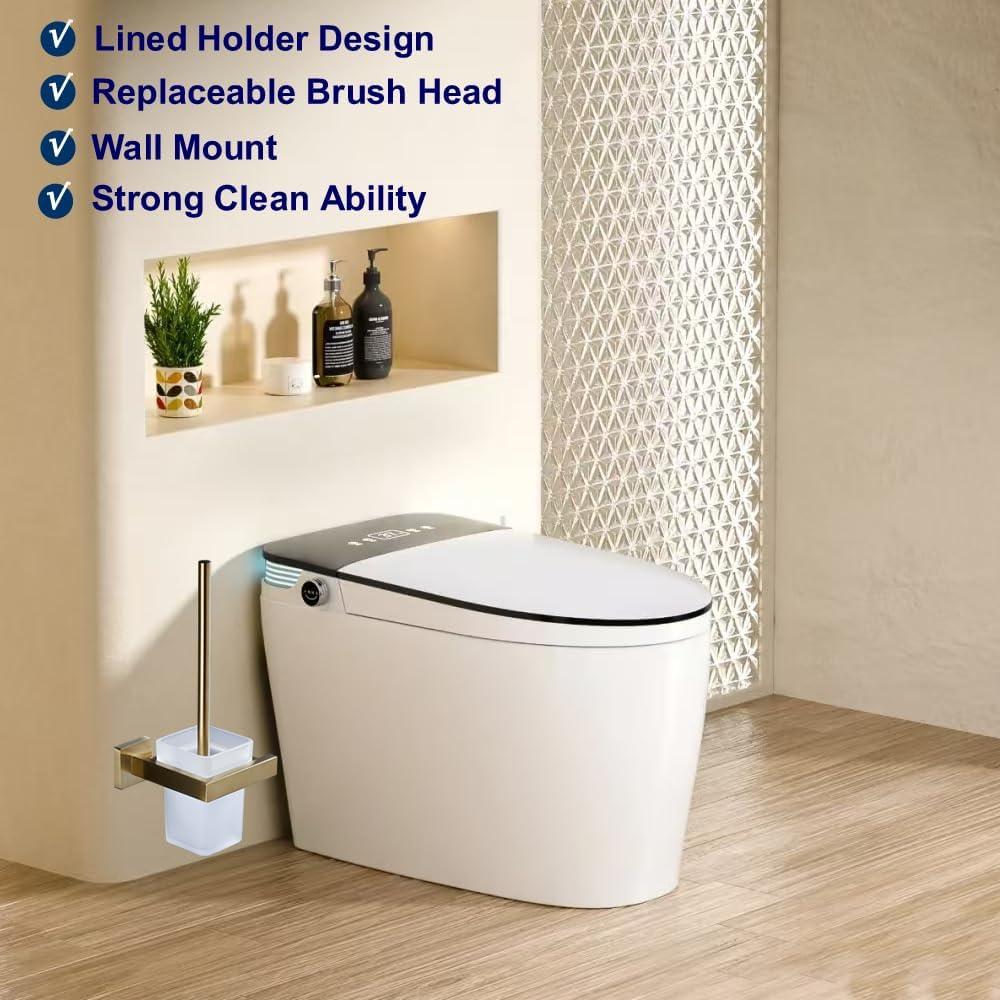 Gudetap Toilet Brush Holder Set with Brush Brushed Gold GT21109BG