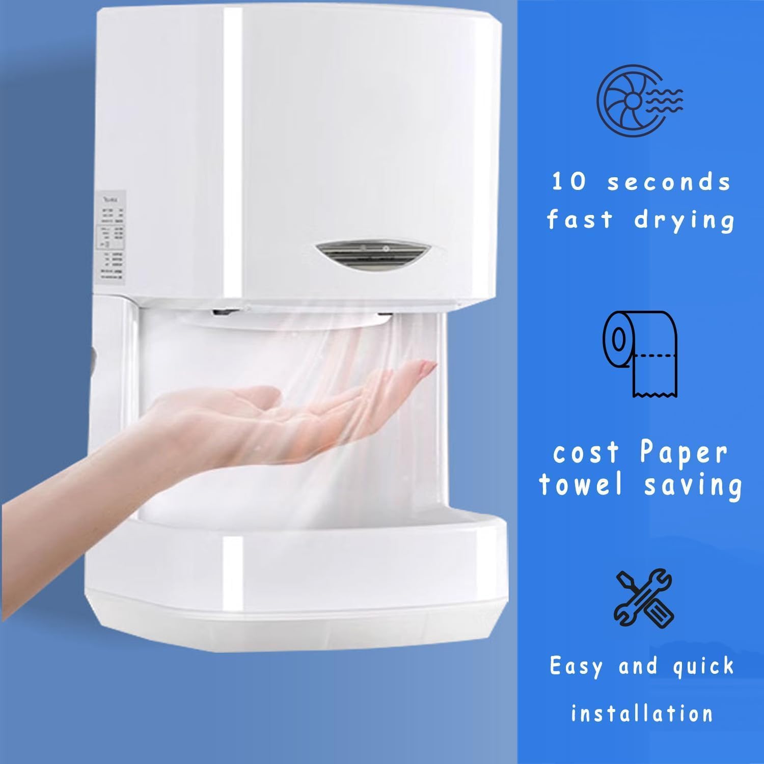Automatic Jet Hand Dryer - High Efficiency and Quiet Operation