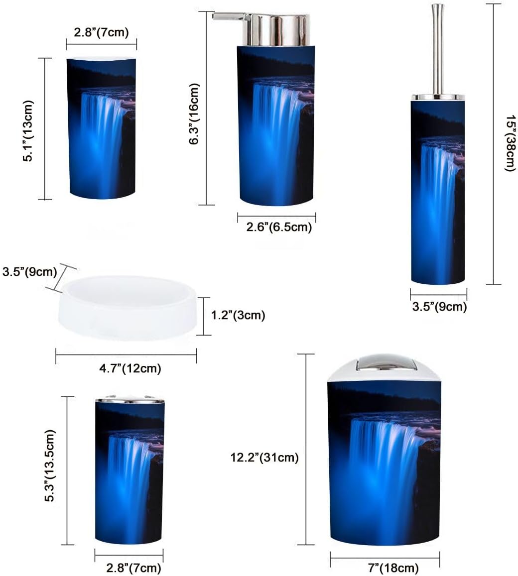 Boho Falls Bathroom Accessory Set 6 Piece Blue Light Rainbows
