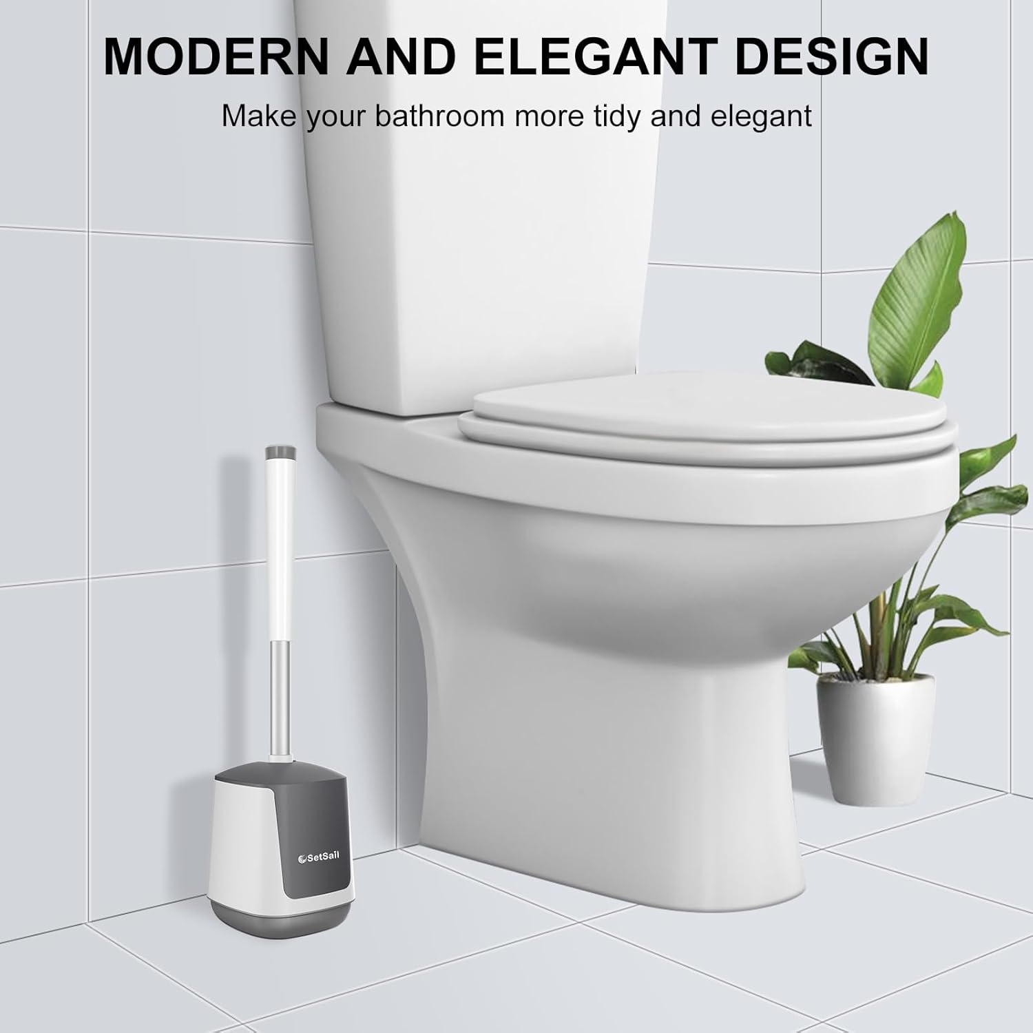 SetSail 2-in-1 Toilet Brush with Holder and Floor Scrubber