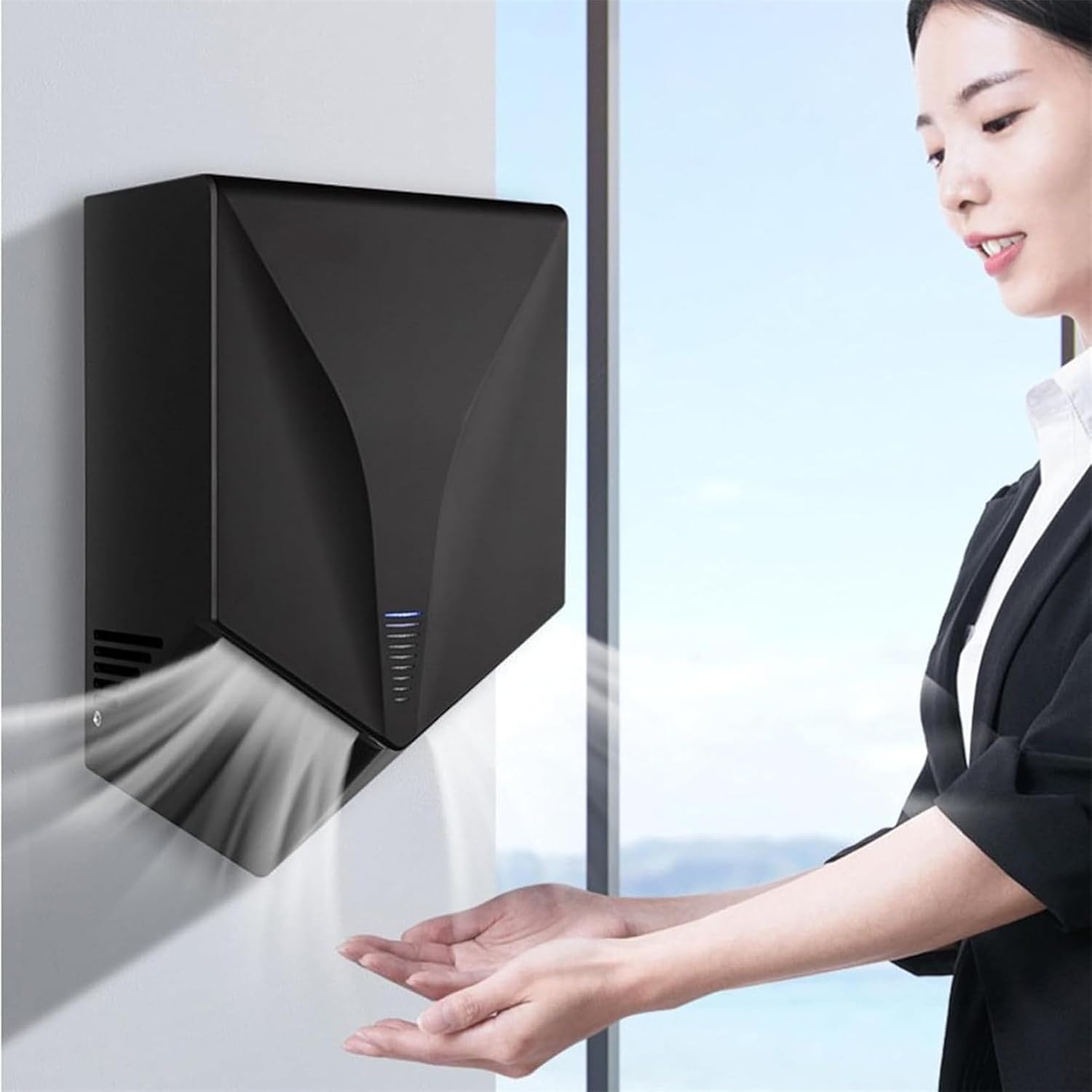Automatic Electric Hand Dryer with 2-Way Air Flow 1200W Fast Dry Silver