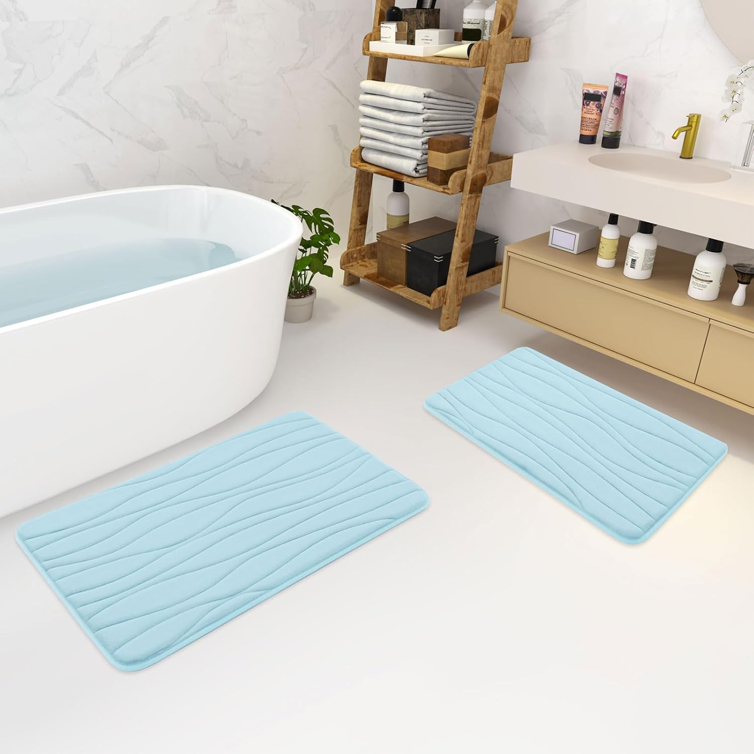 Buganda Memory Foam Sky Blue Bath Rug 36x24 1