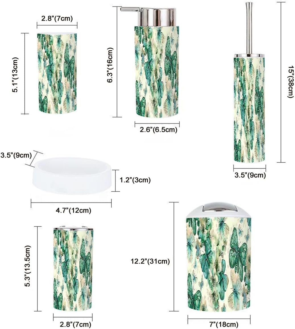Boho Emerald Gold Bathroom Accessory Set 6 Piece 1