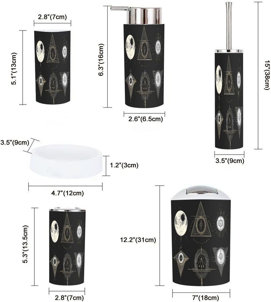 Boho Bathroom Accessory Set 6 Piece Black