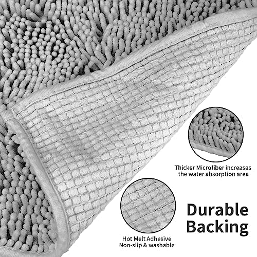 LanYunUmi Light Gray Bath Rug 17x24