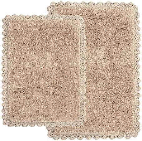 Chesapeake Linen Crochet Bath Rug Set 21 x 34 17 x 24