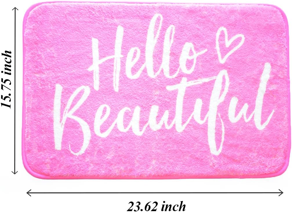 Planzo Hello Beautiful Bath Plush Rug 24x16 Pink
