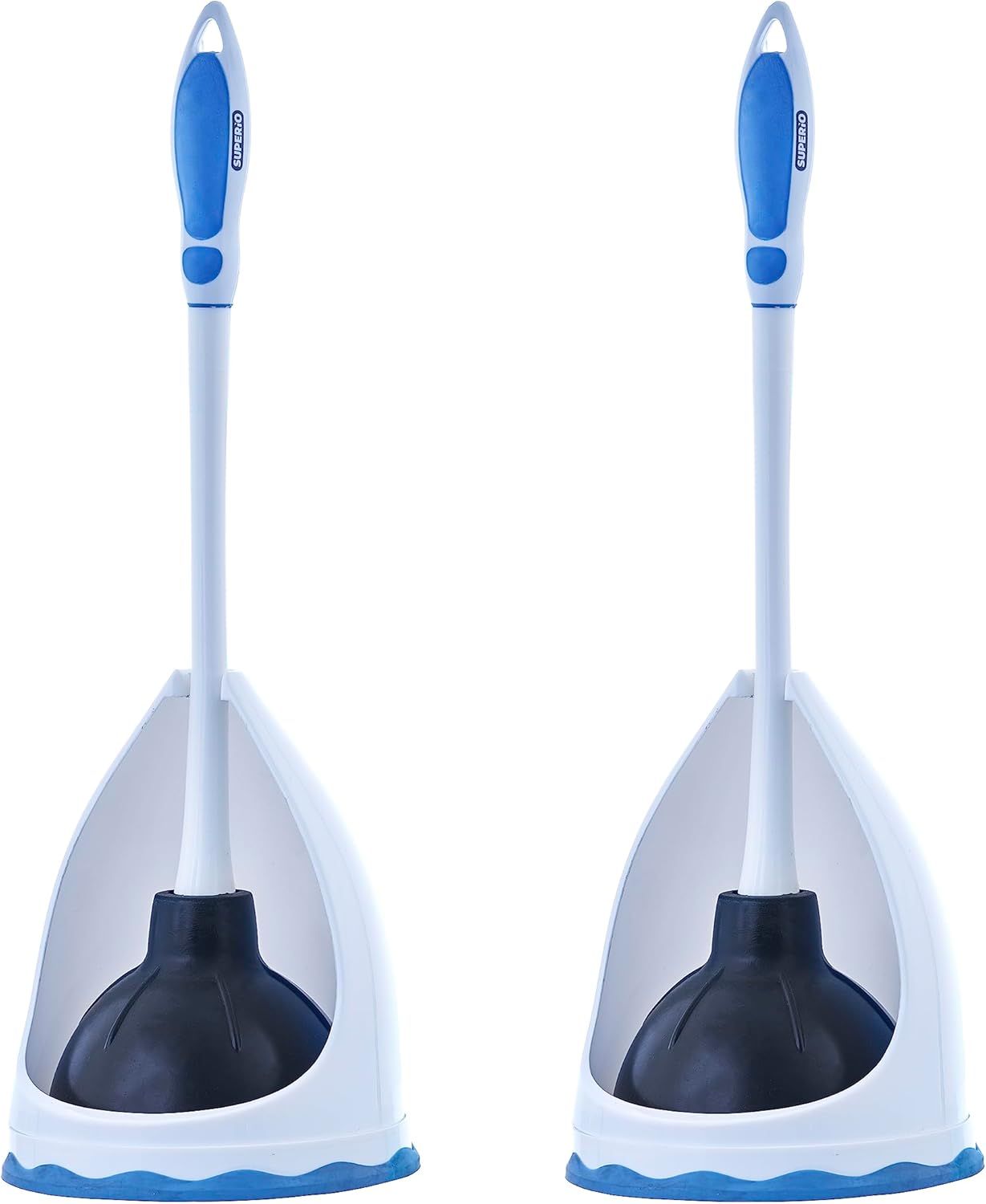 Superio Toilet Plunger and Holder Blue 2-Pack 1