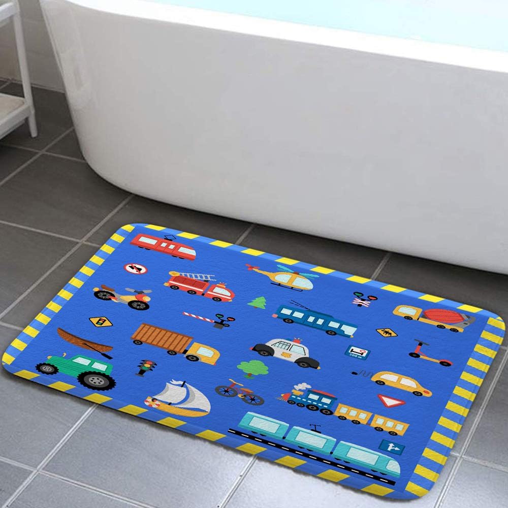JAWO Kids Construction Bath Rug with Non-Slip Design