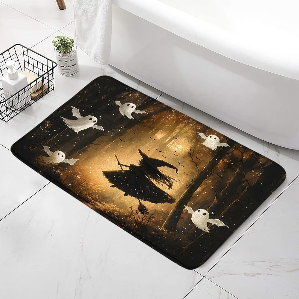 Halloween Witch Ghost Bath Mat - Spooky Decor Rugs