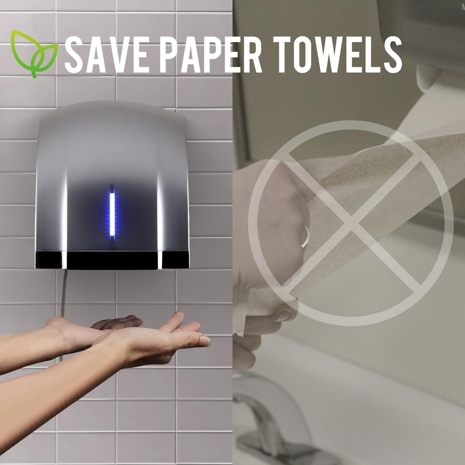 POLASEN Hand Dryers Pack of 2 Silver 110V ADA Compliant