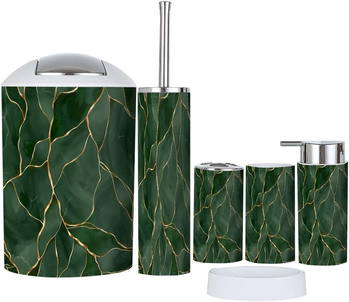 TRANQDEHOM Boho Green Bathroom Accessory Set 6 Piece
