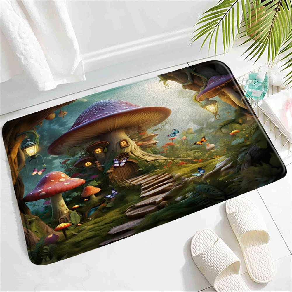 SATRTUD Spring Enchanted Forest Bath Mat - 24x16 Inch Non-Slip Kids Rugs