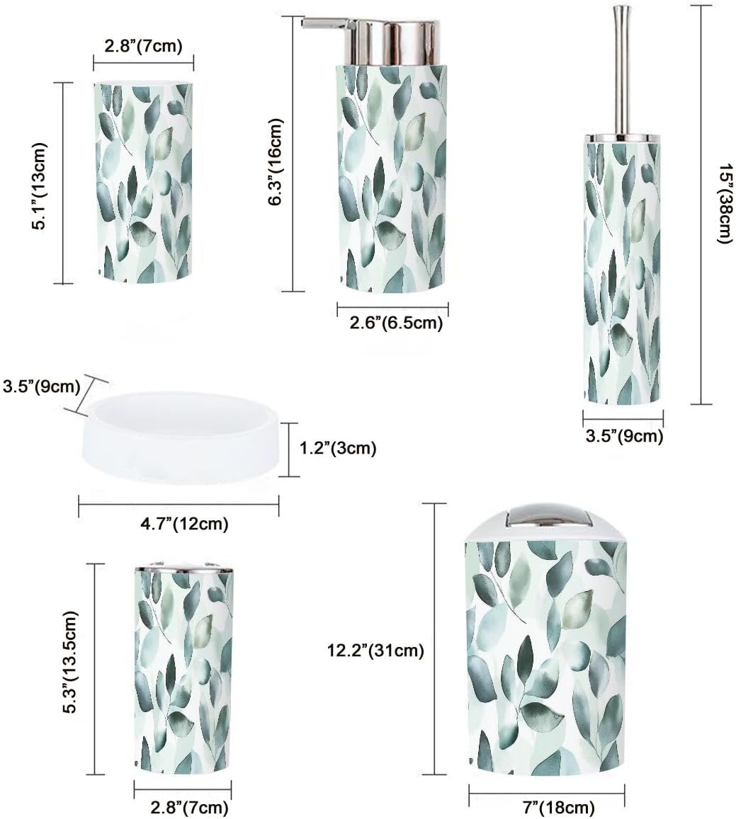 Boho Bathroom Accessory Set 6 Piece Mint Green 1