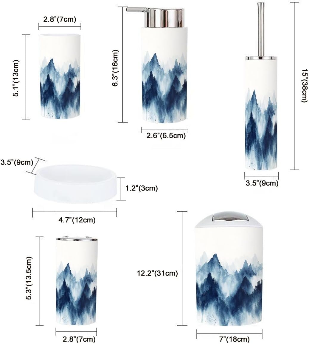 TRANQDEHOM 6-Piece Boho Chinese Style Bathroom Accessory Set