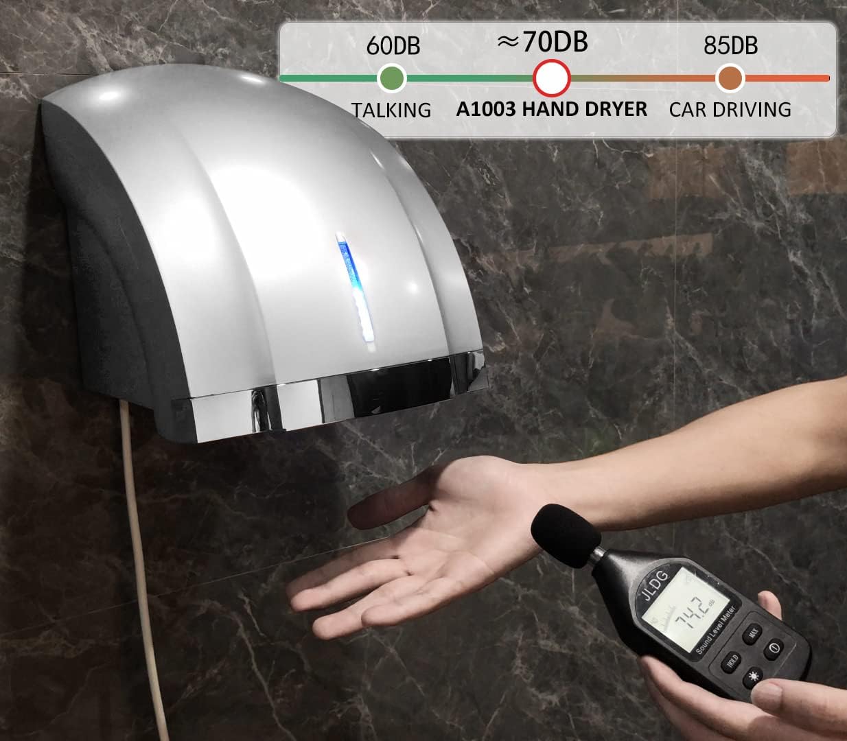 POLASEN Hand Dryers Pack of 2 Silver 110V ADA Compliant
