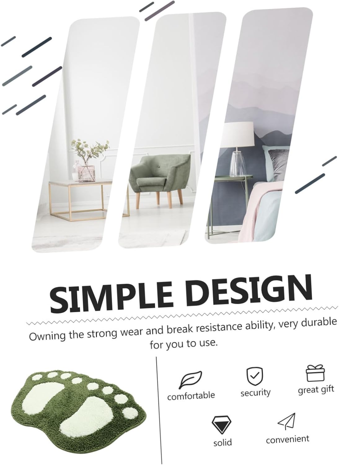 Ciieeo Anti-Slip Bath Mat with Footprint Design