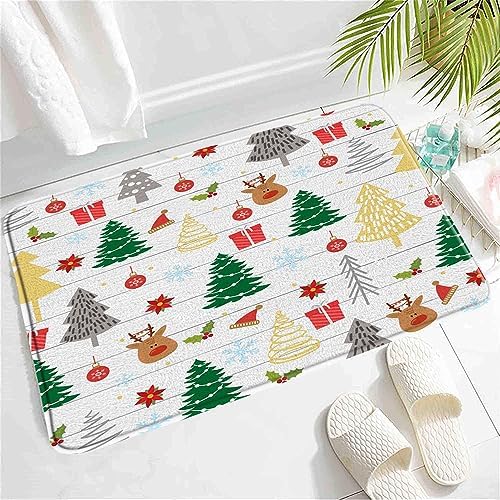 SATRTUD Christmas Tree Bath Mat - 24x16 Inch