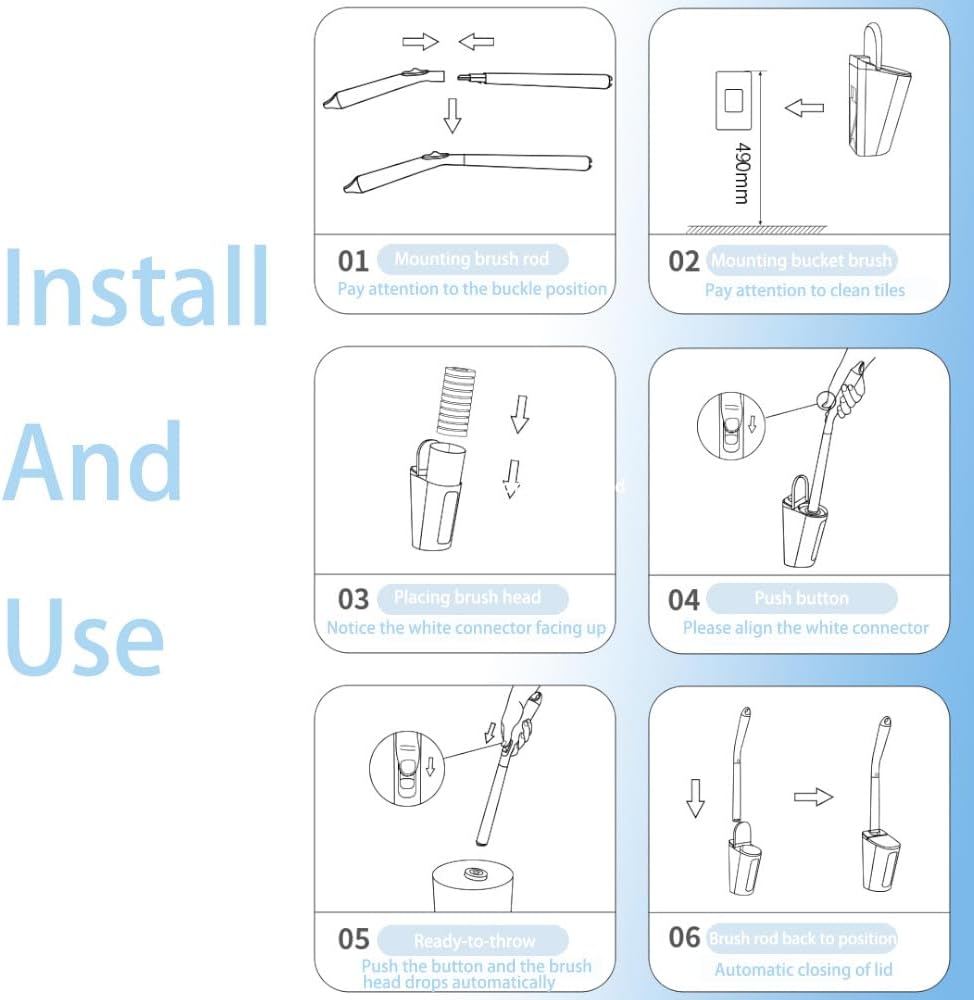 Lajunven Disposable Toilet Bowl Cleaner Wand Set