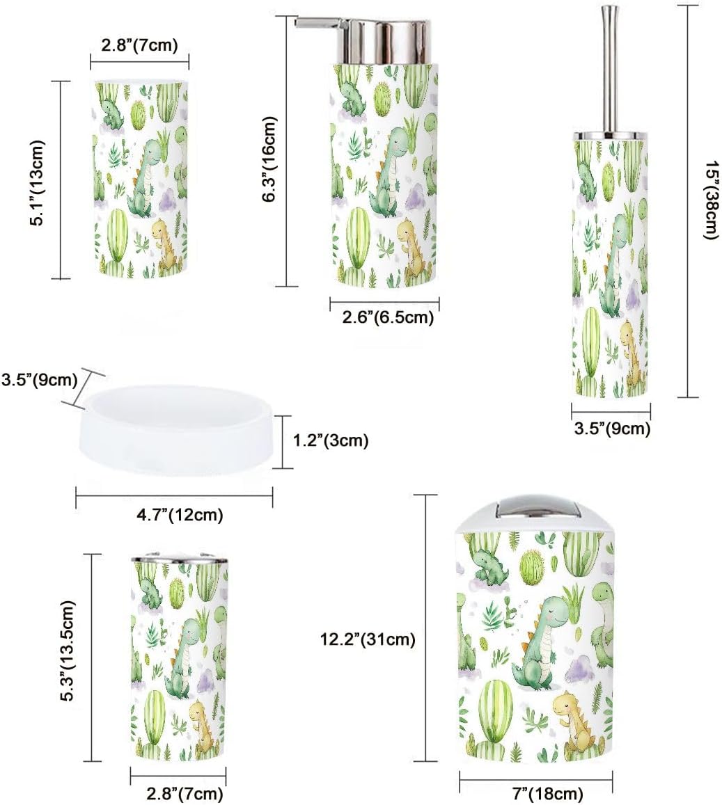 Boho Dinosaur Bathroom Accessory Set 6 Piece 1