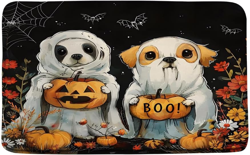 Halloween Bath Mat Scary Pumpkin Ghost Memory Foam 16X24 Inch