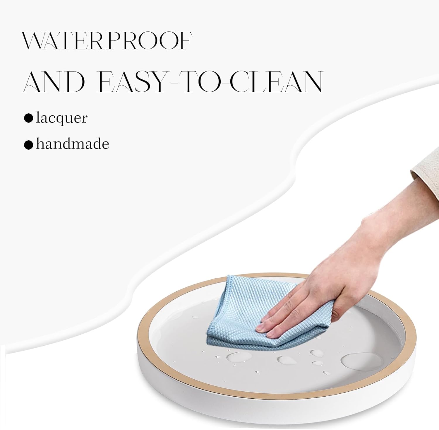 Bathroom Counter Tray 9 Inch White Wooden Decor